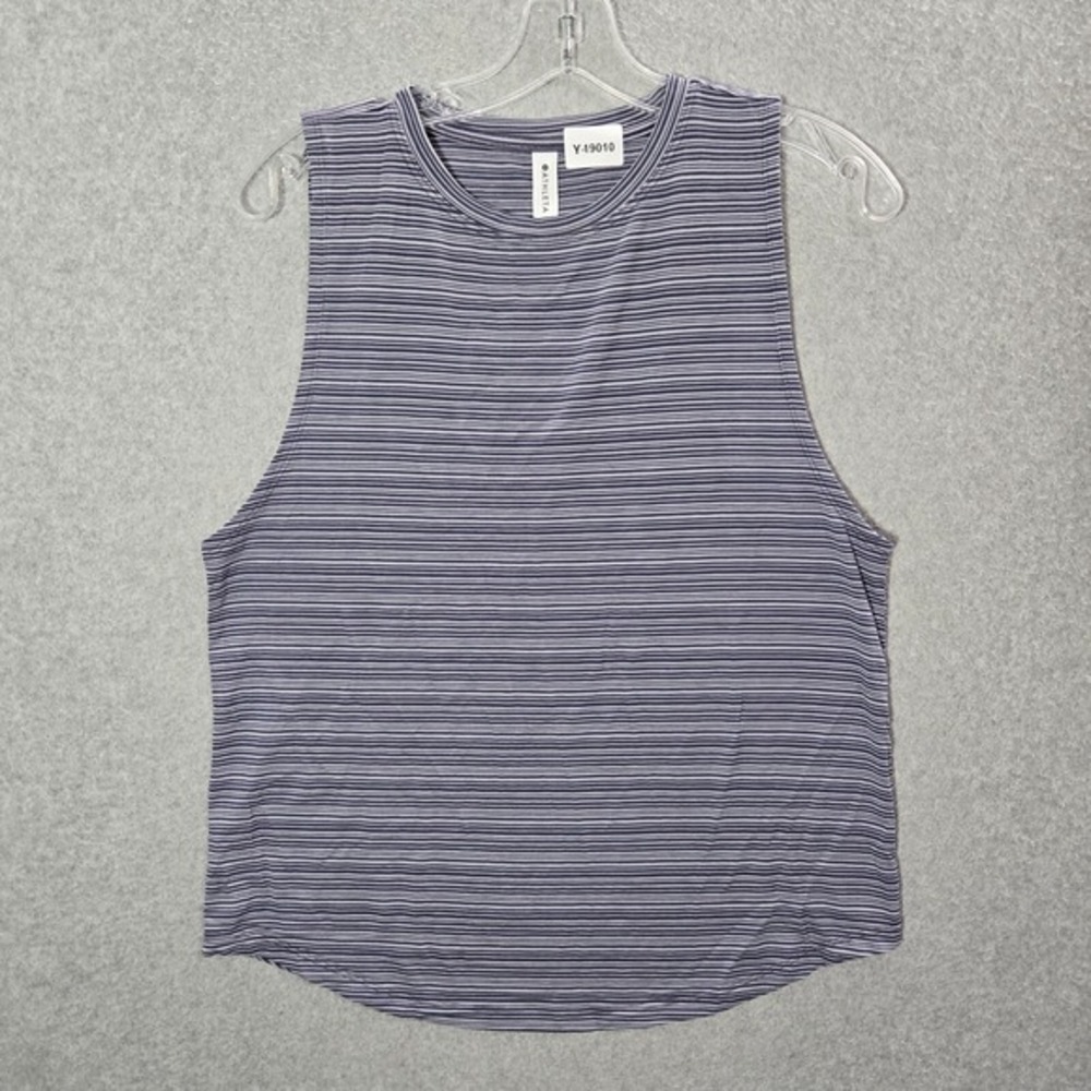 Athleta Women Top‎ Small Gray Striped Sleeveless Tank Casual